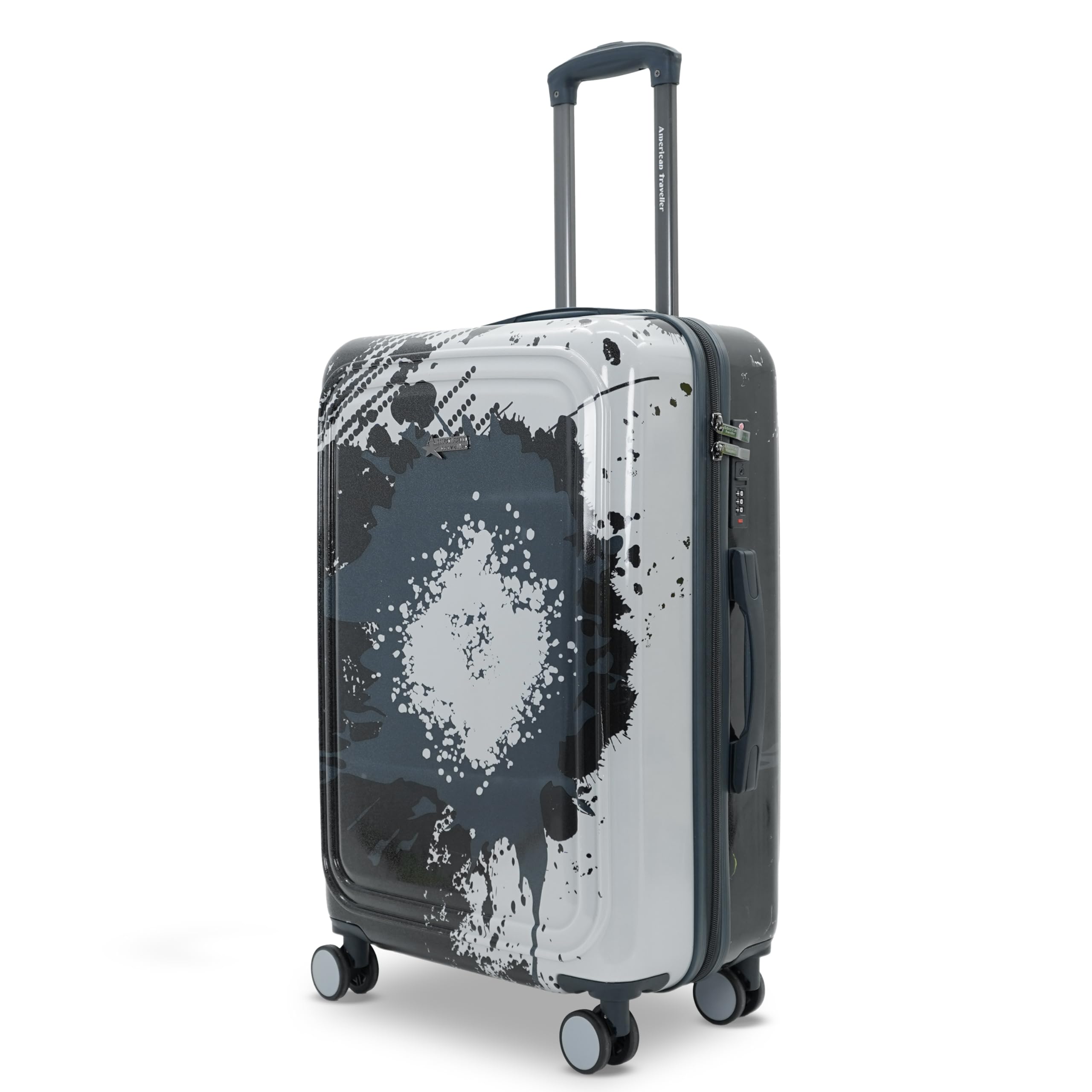 Touris GlideSport Trolley Bags | Single Medium Size Suitcase | Polycarbonate Hard Shell | 360° Disc Wheels | TSA Type Lock | Football Splash Design | Travel Luggage (24, Black)-image-35