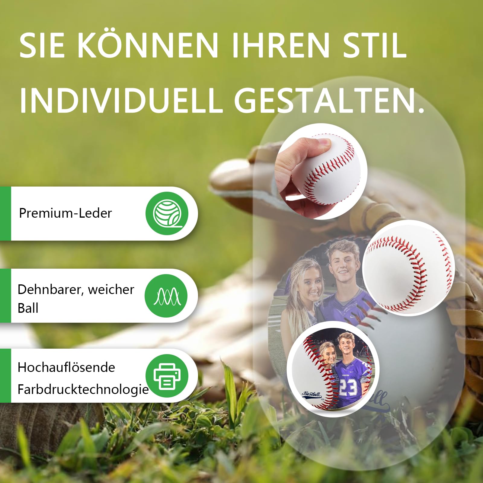 WBW Personalisierter Baseball mit Foto & Text – Einzigartiges Erinnerungsstück Geschenk für Freund, Sohn oder Trainer Vatertag, Valentinstag oder zur Abschlussfeier