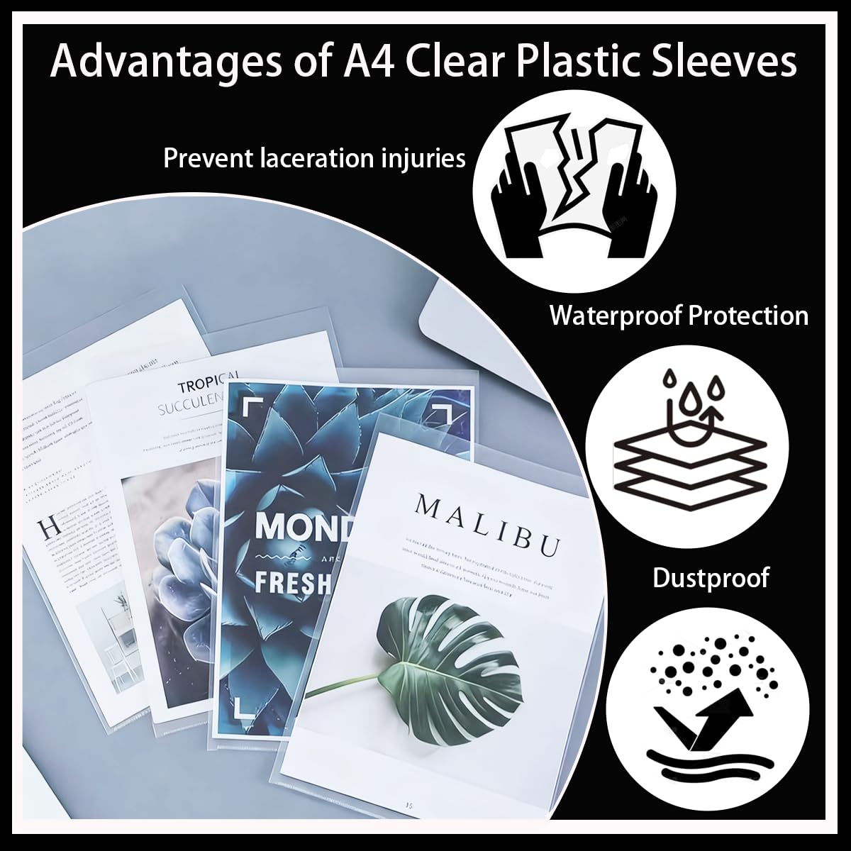 50 Pack A4 Plastic Sleeves,180-Micron Heavyweight Plastics Sleevess for A4 Paper,Plastic Sleeves,Suitable for Home,School,Business,Project,and Archival Use. - Image 4