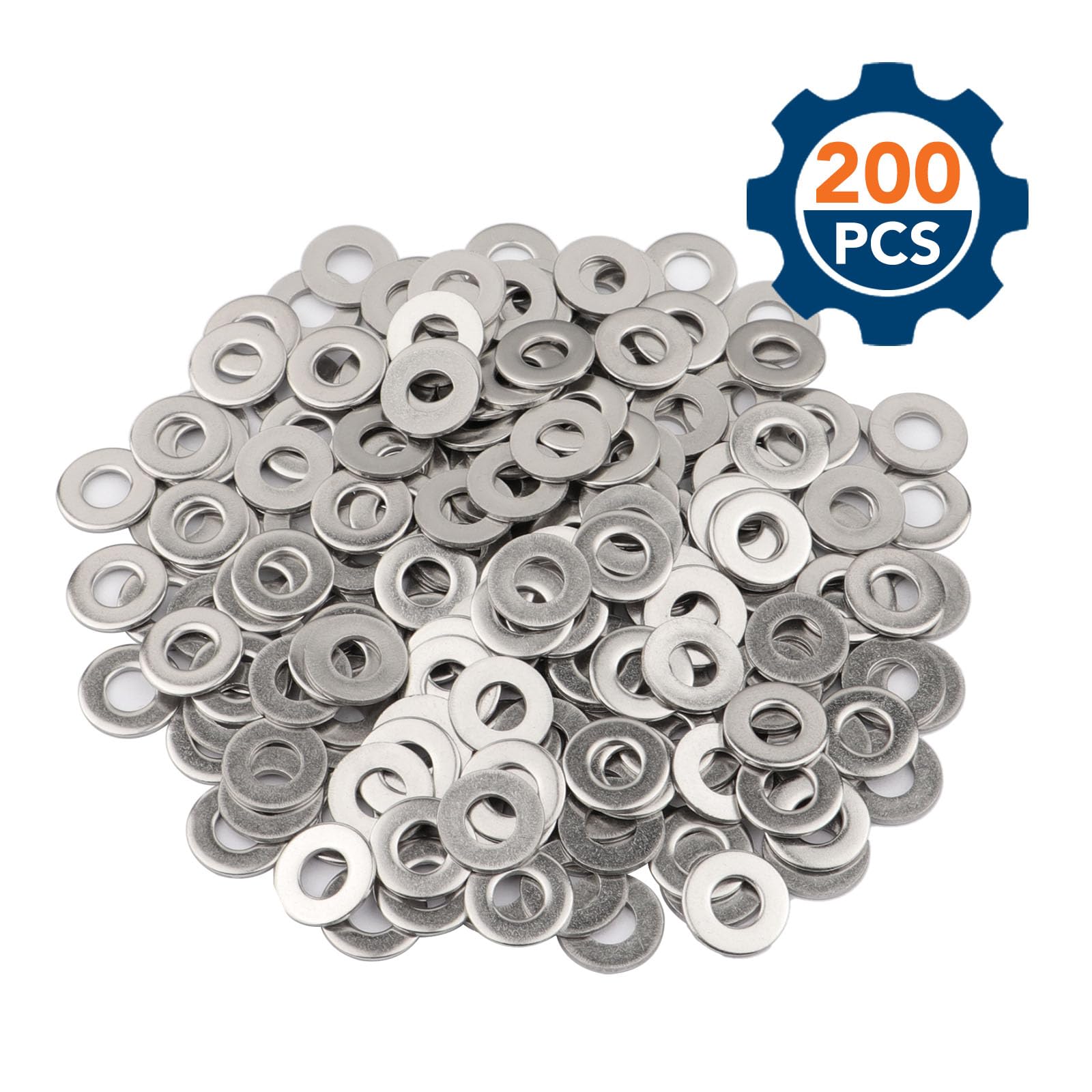 Stainless Steel Flat Washers - 200 Pack -6