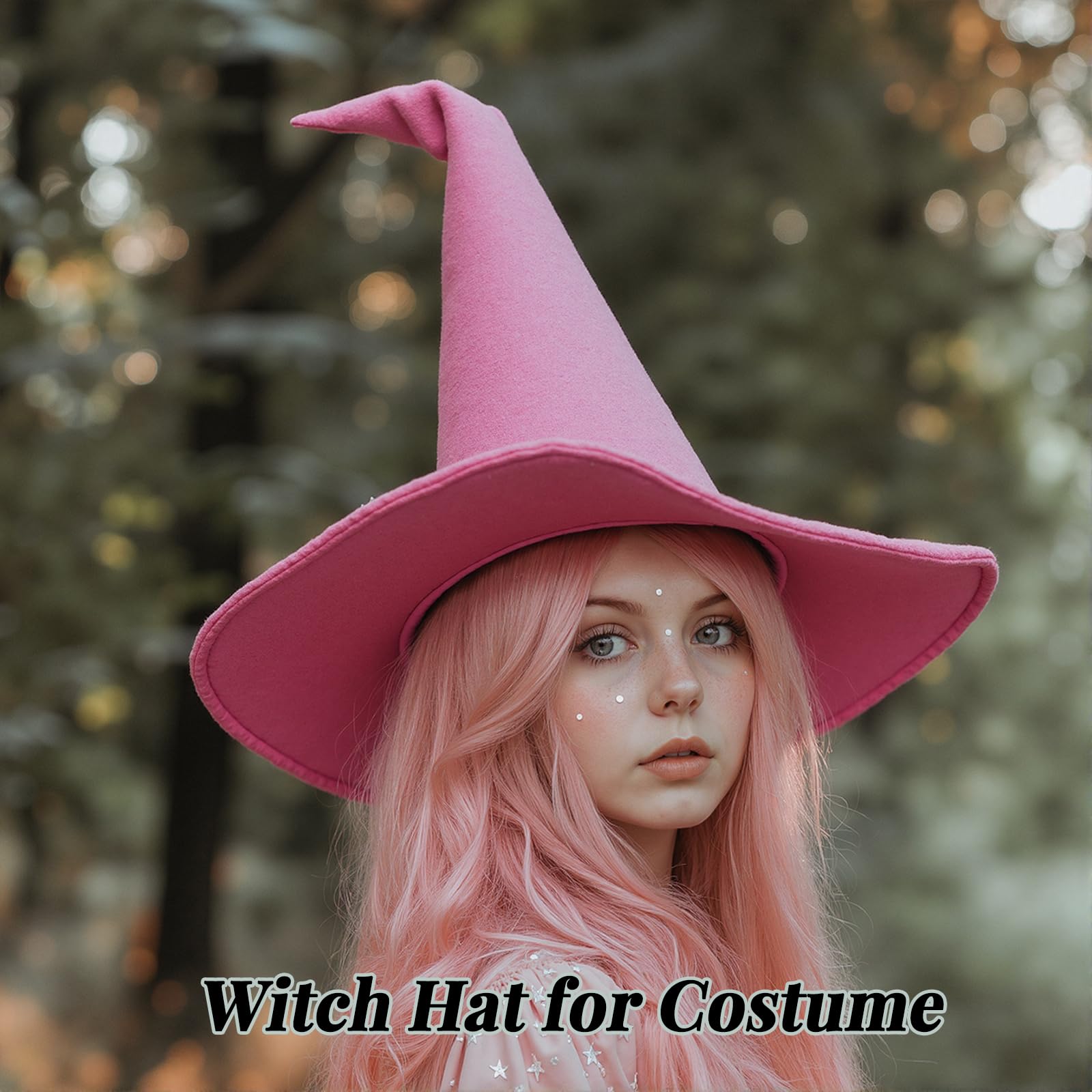 Witch Hat, 18IN Wizard Hat Cosplay Accessories for Halloween Costume Party Christmas Masquerade Carnivals: Pink
