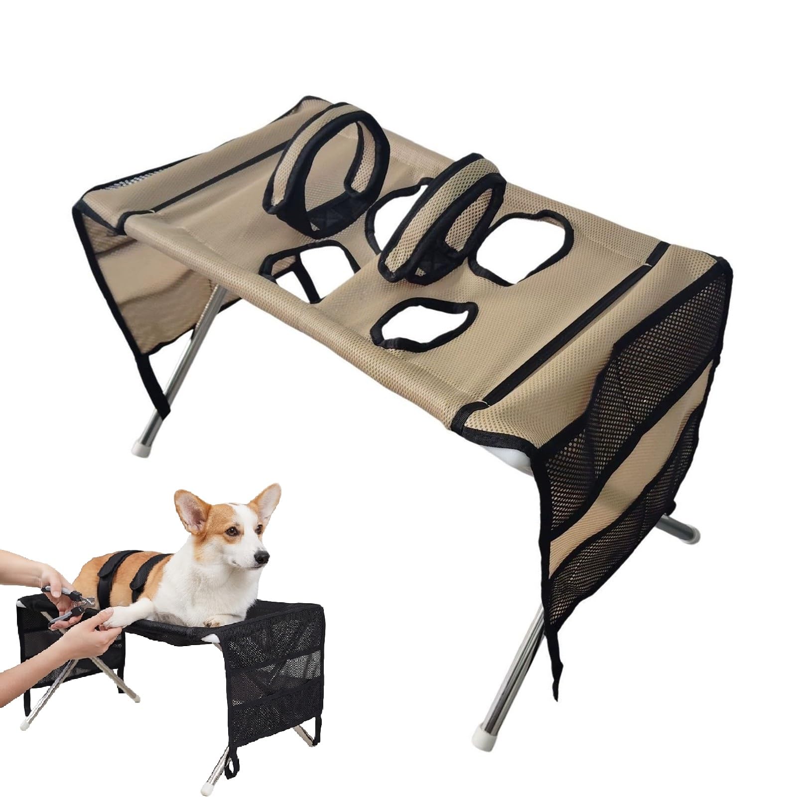 Dog Grooming Bath Table, Pet Care Stand with Scratch-Resistant Mesh (Yellow-1)