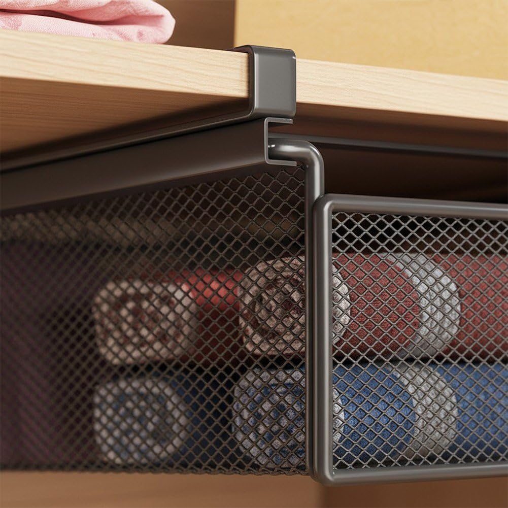 Cestino Sottopensile, Organizer Appendere sotto Il Mobile, Cestino Estraibile per Armadio, Cucina, Credenza, Guardaroba