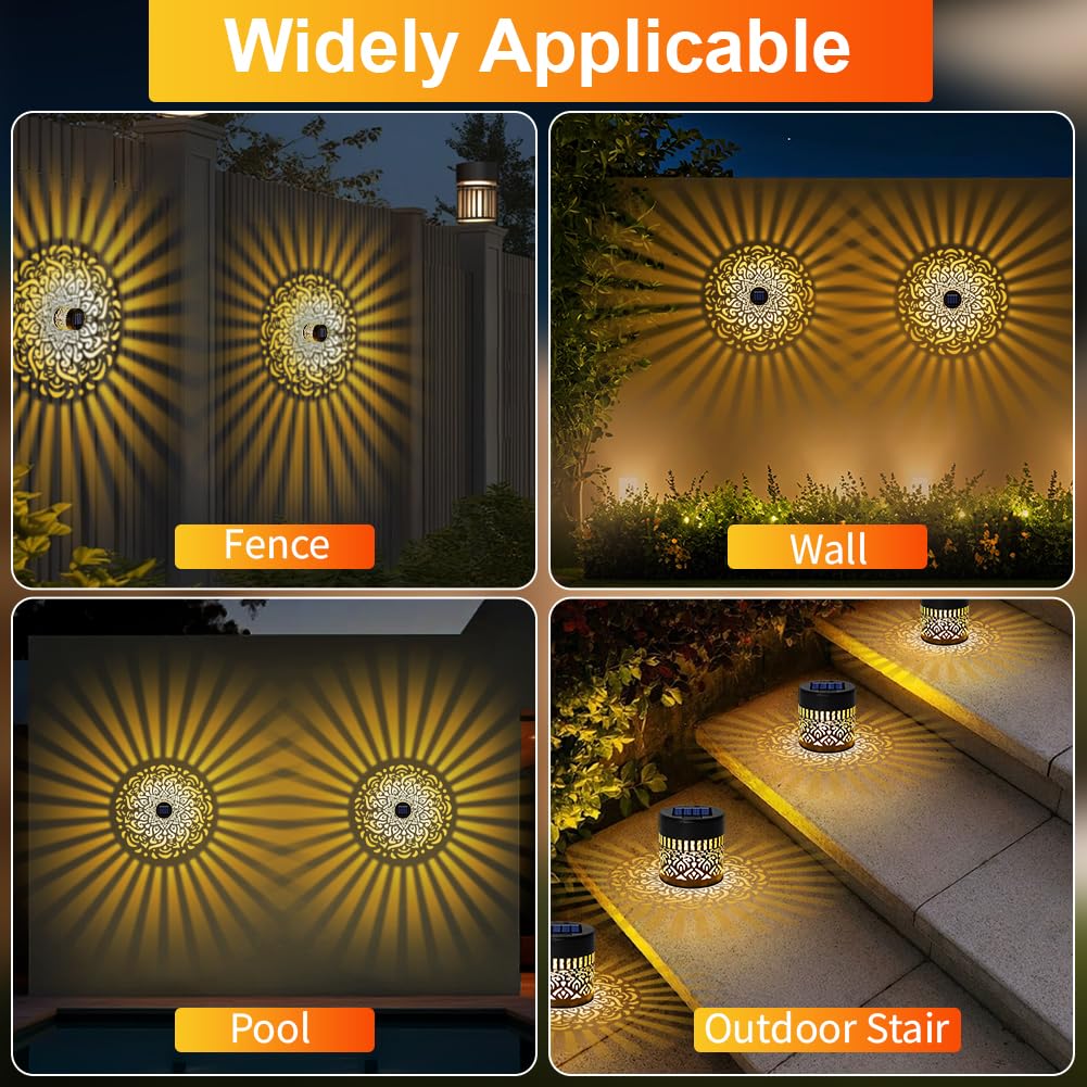 Lanterna Solare da Giardino Esterni, 2 Pezzi Solari da Giardino in Metallo, IP65 Impermeabile Lanterne Solari da Esterno, per Patio, Prato, Festa, Terrazza, Natale, Orientale Decorazione