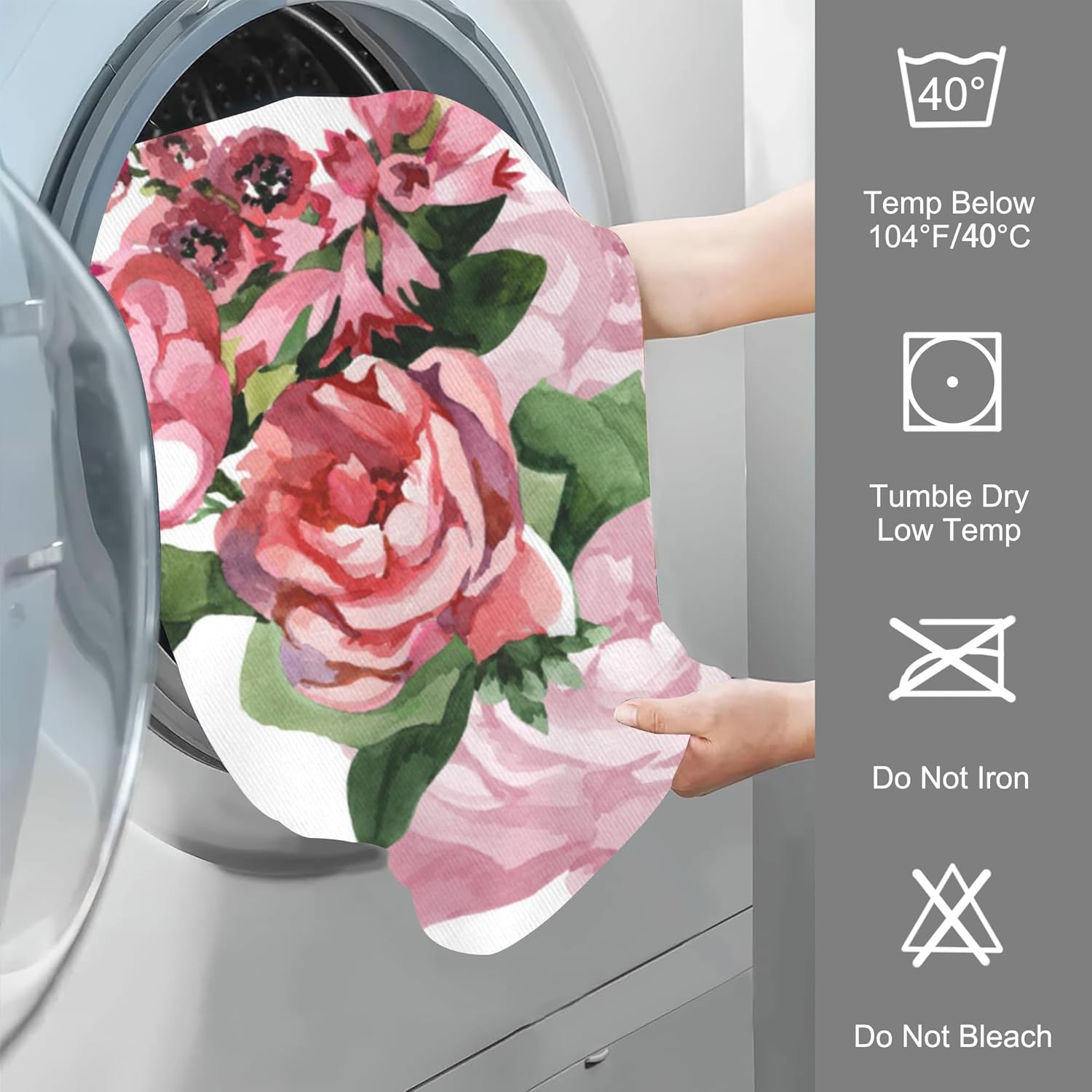 Pink Roses Hand Towel for Bathroom Set of 2 Hand Bath Towels Soft Absorbent Decorative Towels for Bathroom Kitchen Yoga Home Decor 14 x 28 in - Image 6