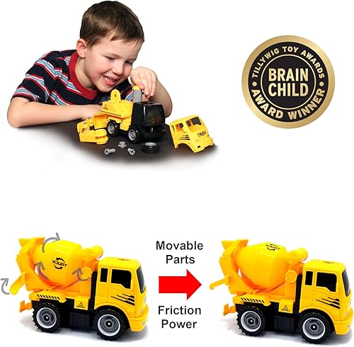 Miniatura 4 de MUKIKIM Construye un camión - Mezclador. Desarme y vuelva a armarlo + alimentado por fricción (2 juguetes en 1!) Impresionante juguete galardonado