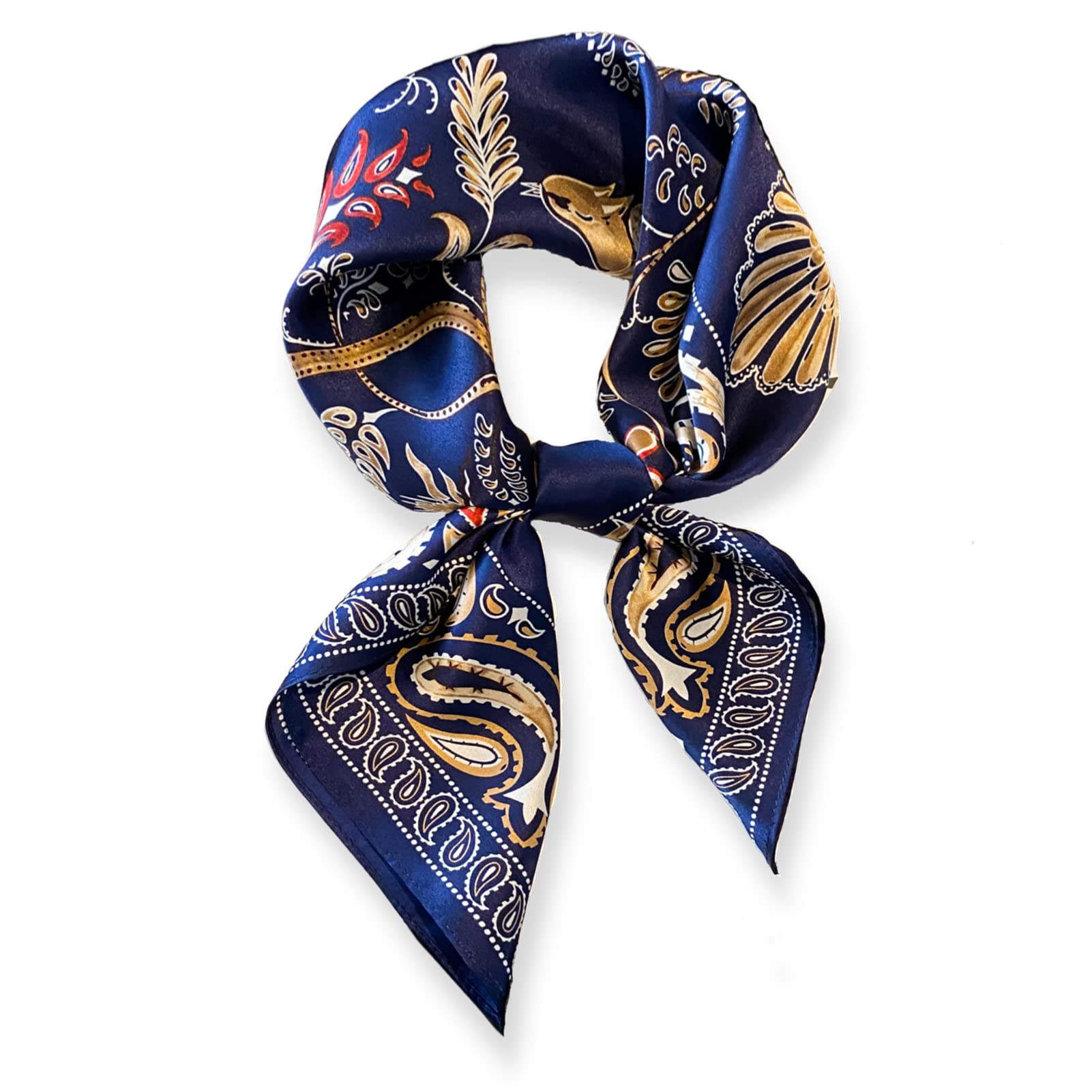 PoeticEHome 100% Pure Mulberry Silk Neck Scarf 27"x27" Women Square Neckerchief Headscarf Gift Packed