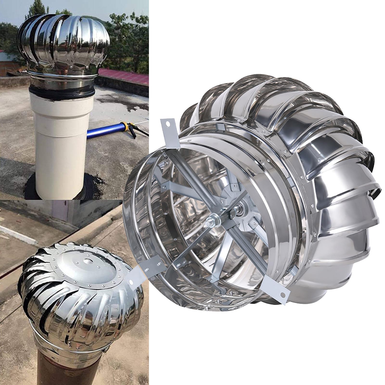 Amazon.com : UWINK Stainless Steel Turbine Ventilator Vents Cap -  Industrial Wind Turbine for Energy-Efficient Dryer Exhaust in Houses,  Attics, Farms, and Factories,300mm : Tools u0026 Home Improvement