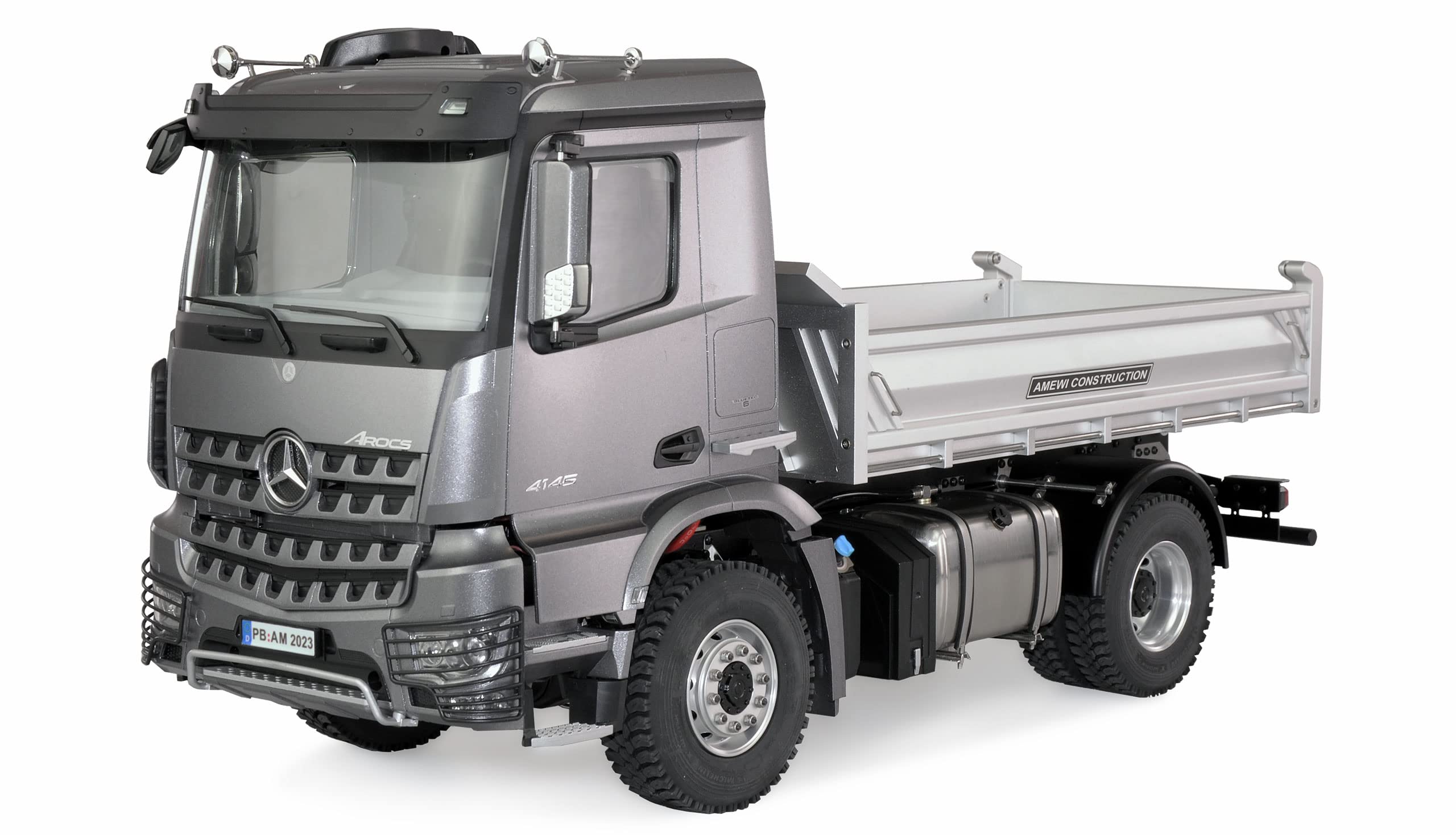 Amewi 22615 Mercedes-Benz Arocs hydrauliczna wywrotka wersja podstawowa 4x2 1:14 RTR szara