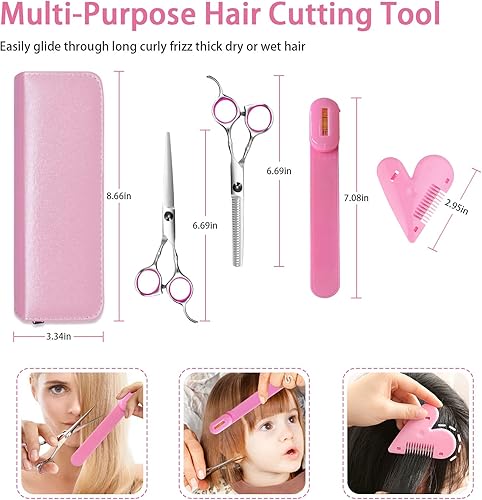 Miniatura 7 de Kit de corte de cabello para cortar cabello en casa, tijeras de cabello, recortadora de puntas abiertas, clips de flequillo, herramientas