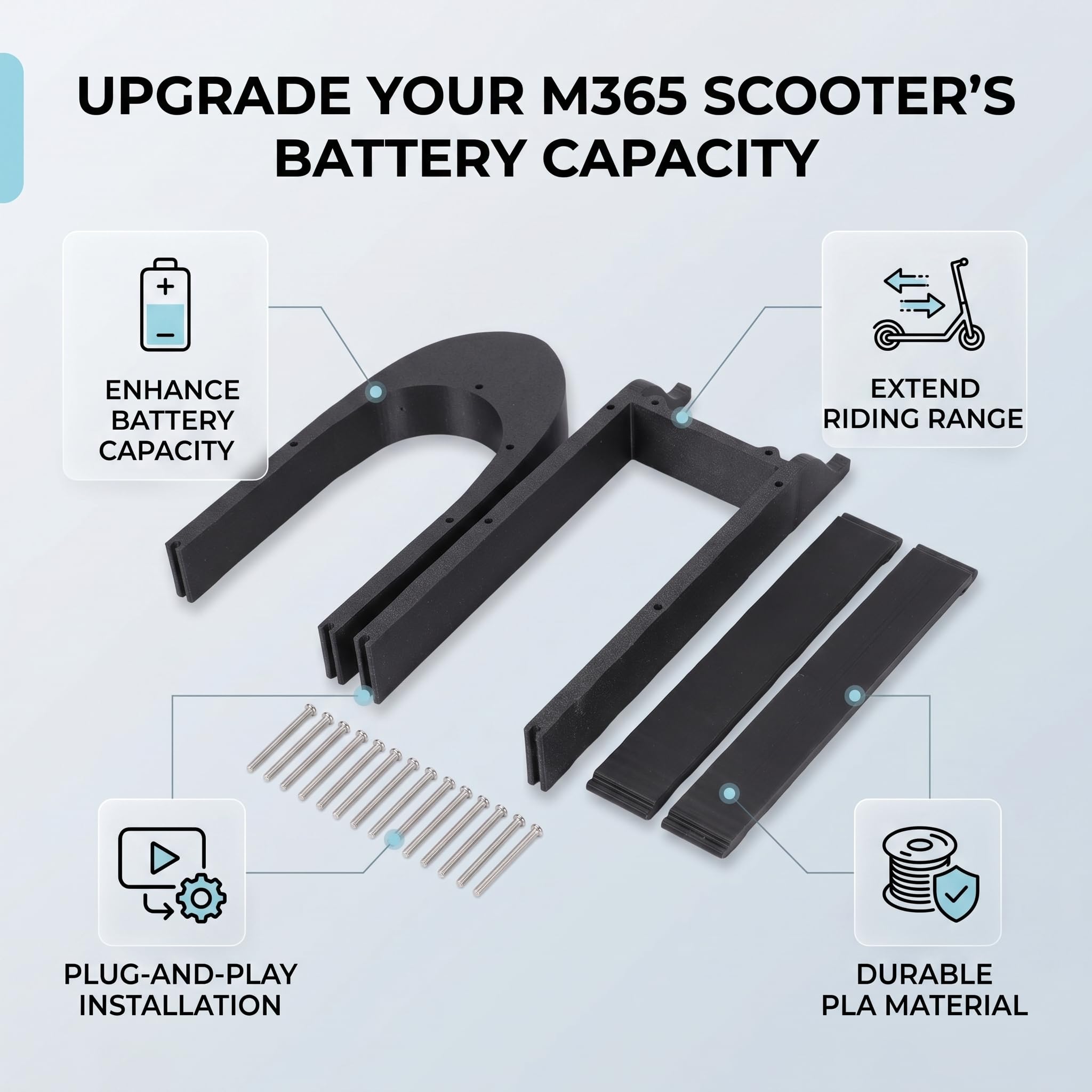 Elevador Scooter Eléctrico, Expansión 30 mm para Modificación Batería, Herramienta Elevación Compartimiento, for Usuarios M365 y Aficionados a Personalización