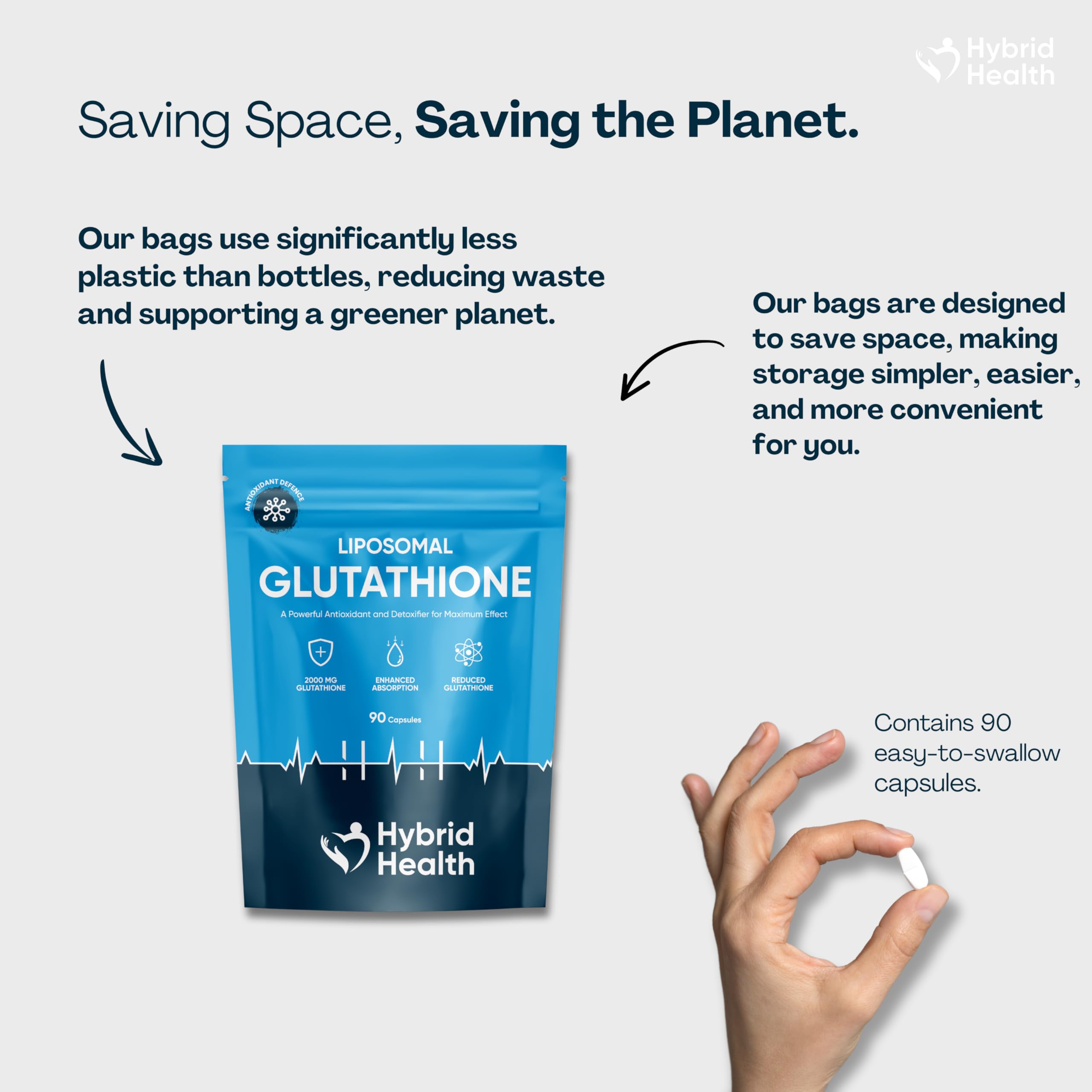 Liposomal Glutathione Reduced 90 Capsules | 2000 MG | Enhanced Absorption Glutathione Supplement | Non-GMO Vegan Natural | UK Based Brand