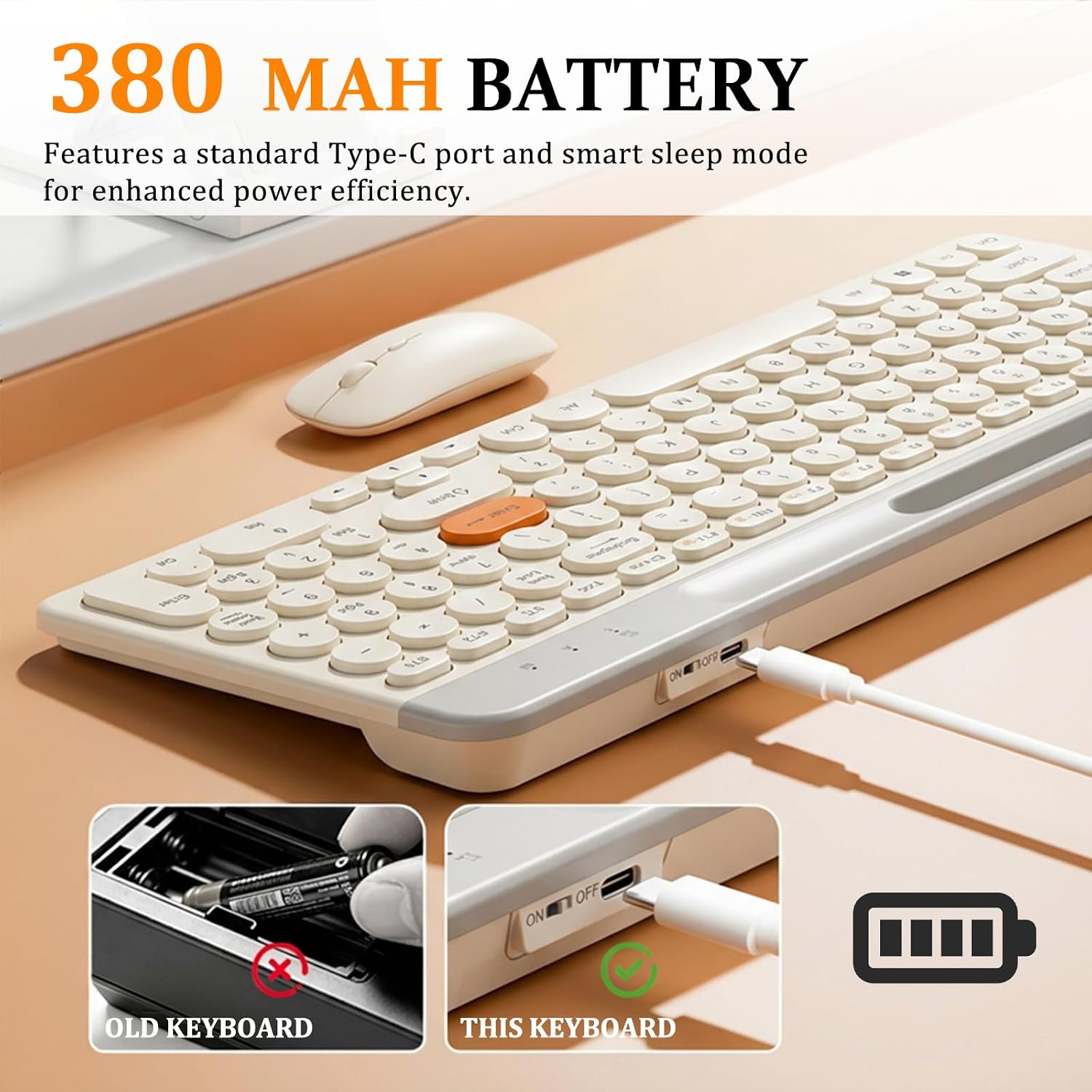 Bluetooth Keyboard Mouse Combo, Dual Multi-Device Wireless Keyboard with Phone Holder, Ultra-Compact 78-Key Layout, Quiet Keys & Rechargeable, for Windows PC Laptop (White)