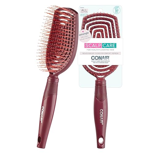 Conair Cepillo desenredante para el cuidado del cuero cabelludo, cepillo de pelo rizado, masajeador de cuero cabelludo, cepillos desenredantes para