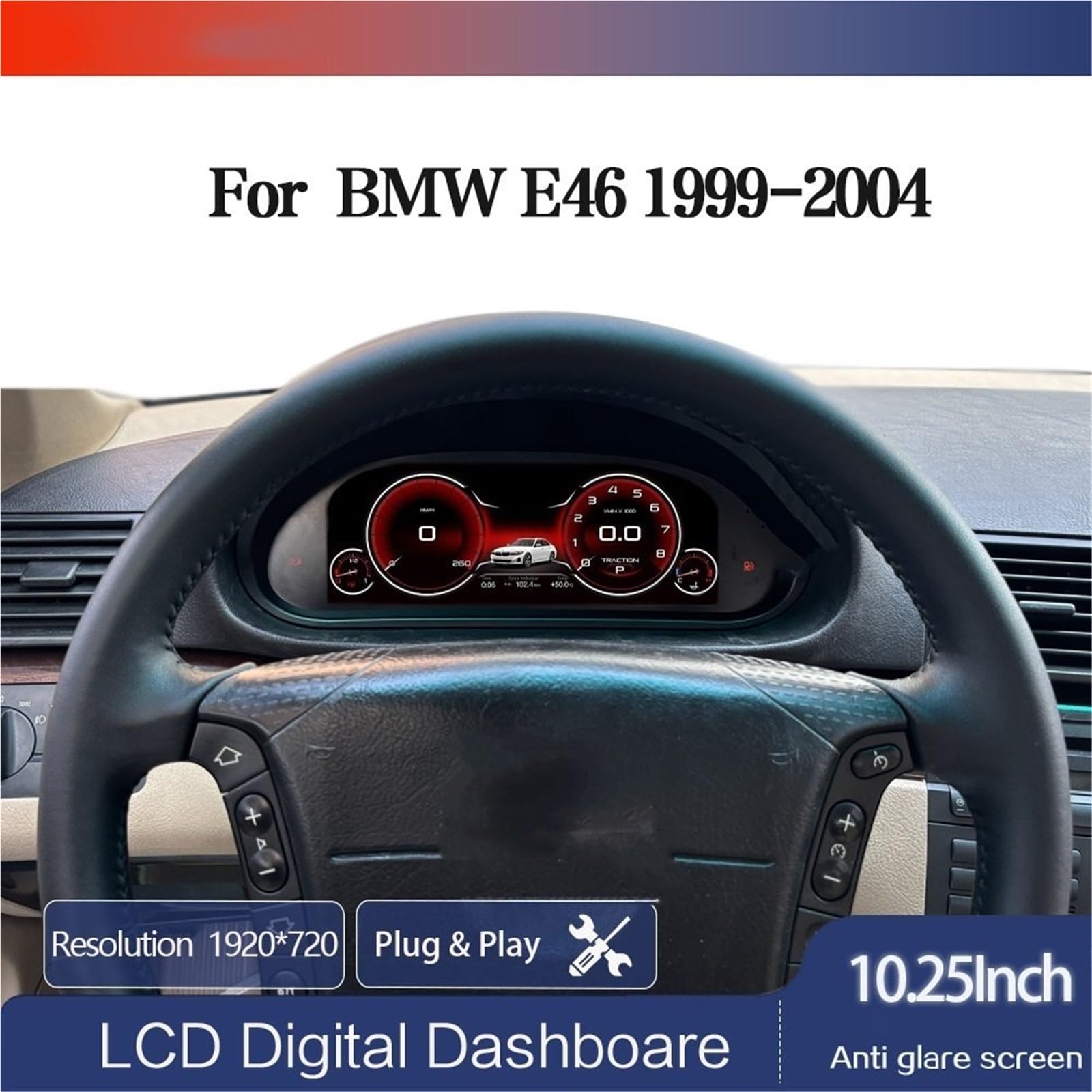 Cyfrowy miernik Do Bmw Serii 3 M3 1998-2006 Wyświetlacz Head Up | LCD Samochodu Deska Rozdzielcza Cyfrowy Klaster Instrument Prędkościomierz Wielofunkcyjny