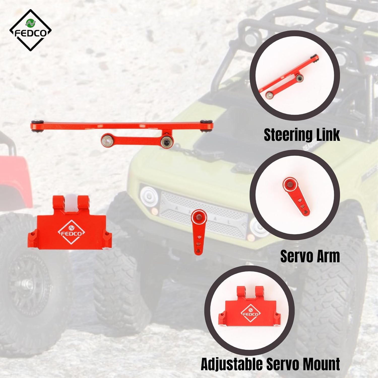 SCX24 Servo Mount Adjustable Steering Link and 15T Servo Arm Horn Set for Axial SCX24 Upgrade Parts Gladiator Bronco C10 JLU Deadbolt GX470 1/24 RC Crawler