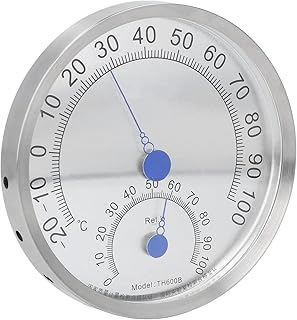 Analog Hygrometer Thermometer, Stainless Steel Temperature Humidity Monitor Meter, Water-Proof Temperature Humidity Gauge, Wireless Weather Meter, Thermometers Hygrometer for Indoor Outdoor Pool