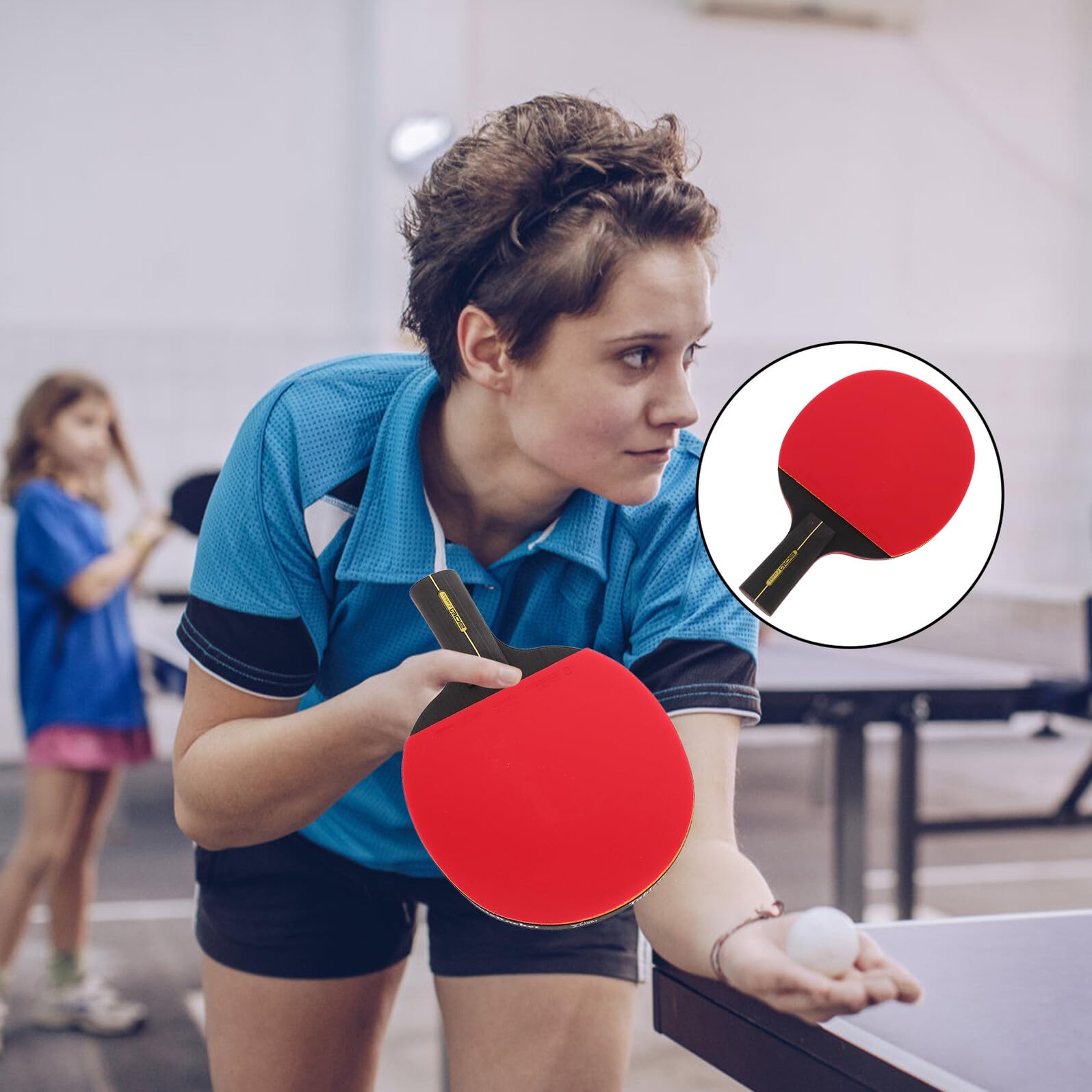 Set Racchette da Tennis da Tavolo in Legno con Manico lungo e Corto Kit Portatile con 3 Palline per Allenamento Studenti Attrezzatura Sportiva Indoor e Outdoor per Famiglia e