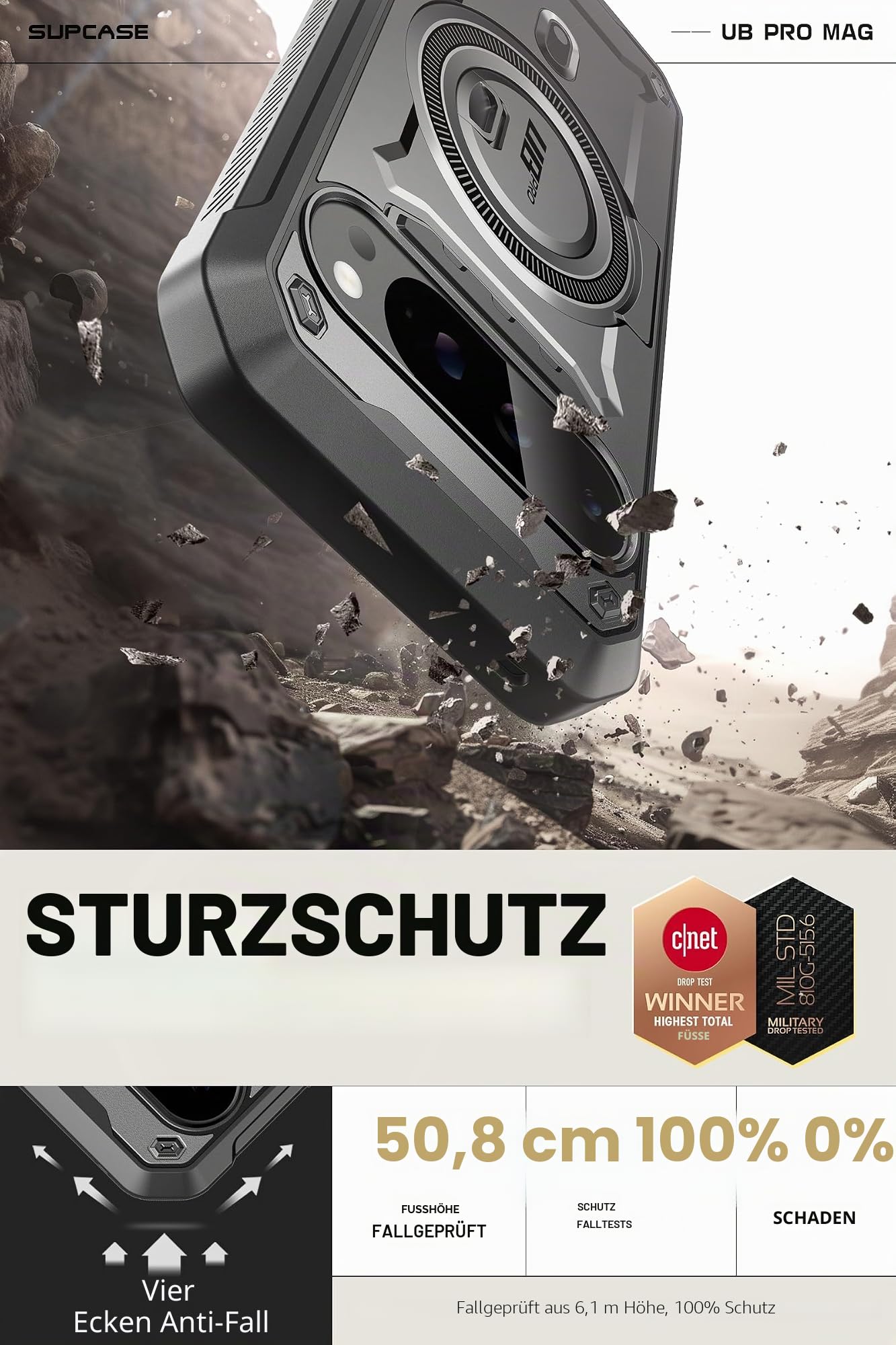 SUPCASE Schutzhülle für Google Pixel 9/9 Pro mit Ständer (UBPro Mag), [Unterstützt MagSafe] [Integrierter Displayschutz & Gürtelclip] [Schutz in Militärqualität] Magnetische Handyhülle für Pixel 9/9