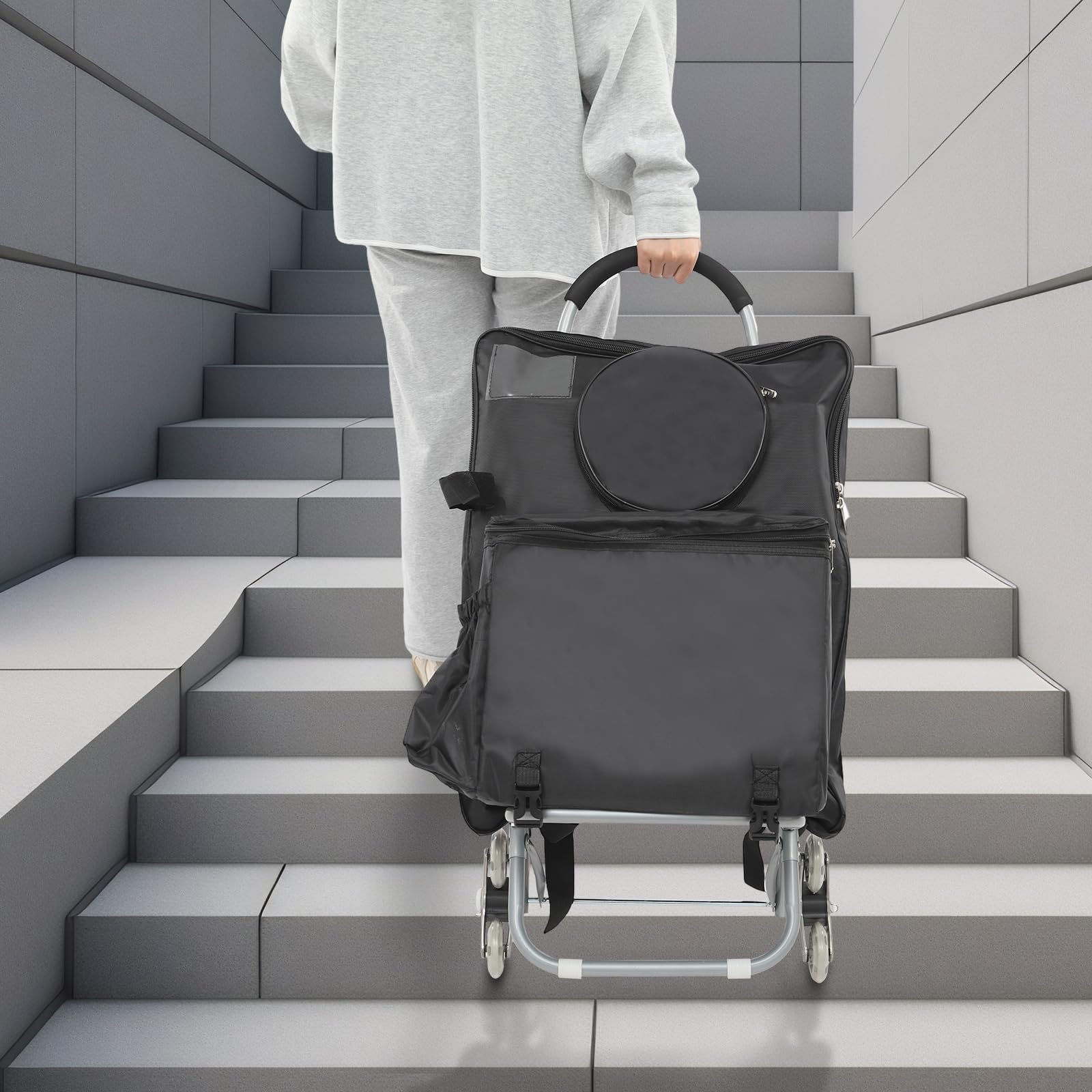 Einkaufswagen Treppensteiger Trolley, Tragbarer Einkaufswagen Mit Sitz Für Ausruhen, Klettern, Treppenwagen, Trolley, Leicht Einkaufstrolley Klappbar, Für Ausruhen, Treppenwagen Einkaufstrolley
