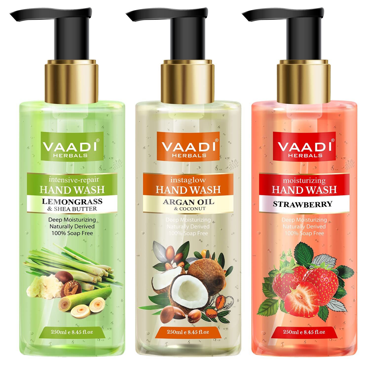 Vaadi Herbals Luxurious Handwash - 250 ml (Pack of 3, Argan Oil and Coconut with Lemongrass and Shea Butter and Strawberry)-image-11