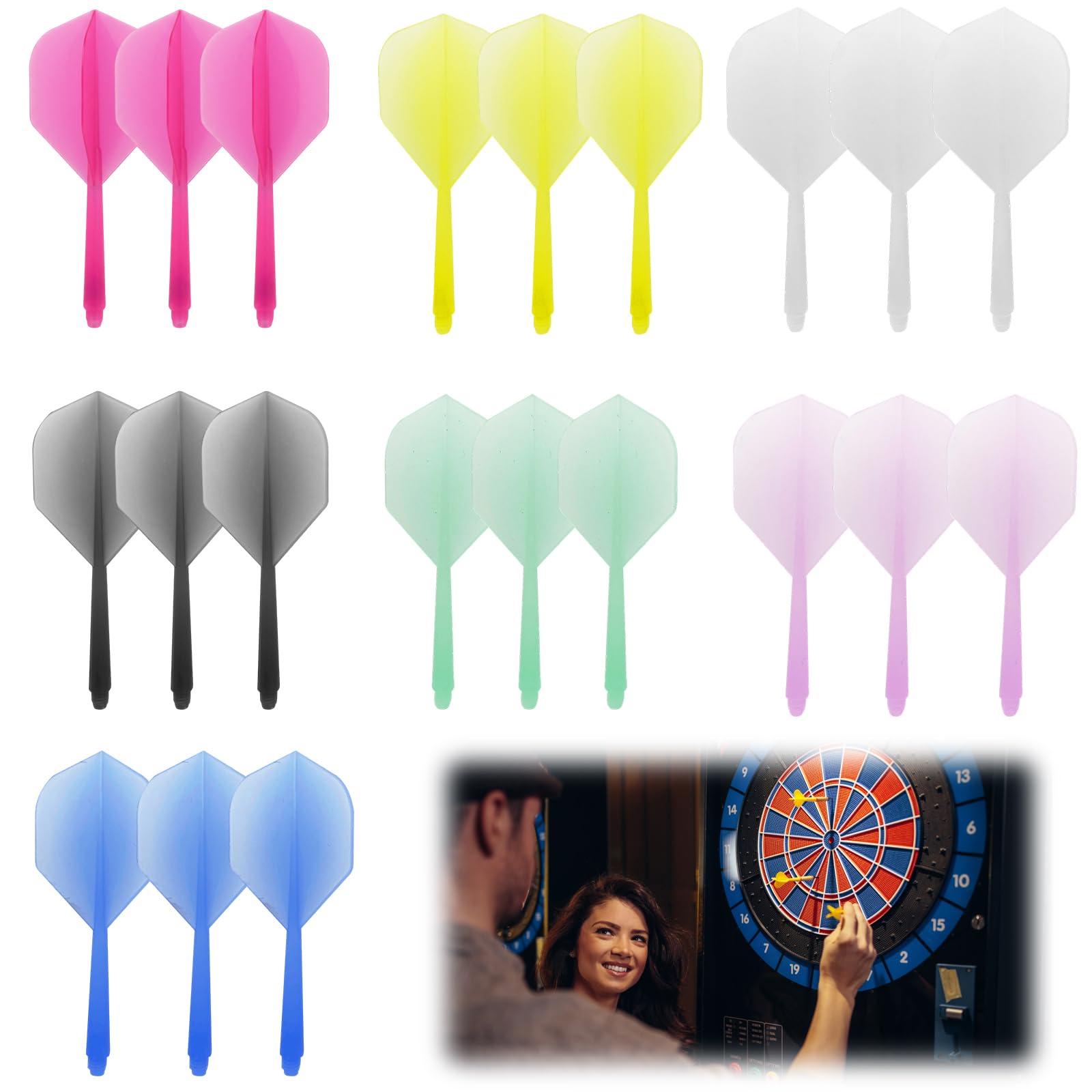 Yupaluz 21 Pcs 2BA Thread Dart Stems And Flights With Transparency, Integrated Dart Flights And Stems All In One,For Enhanced Durability And Precision