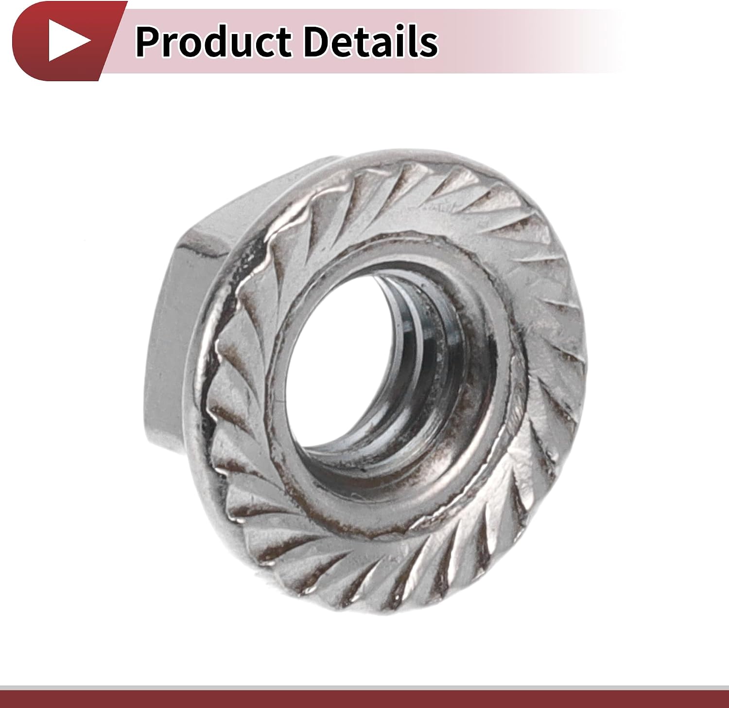 5 Pcs M6*1.0 Car Flange Nuts 201 Stainless Steel Girded Hex Lock Flange Nuts Non-Slip Lock Flange Silver Tone for Car Motorcycle