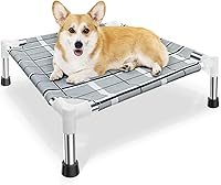 Topsmartking Elevated Cooling Dog Bed - Raised Outdoor Cot with Stainless Steel Frame, Non-Slip Feet, Portable for Indoor/Outdoor Pets