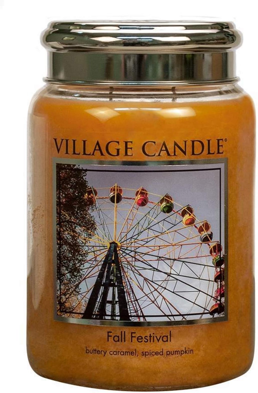 Village Candle Large Glass Jar With Metal Lid 26OZ - Fall Festival