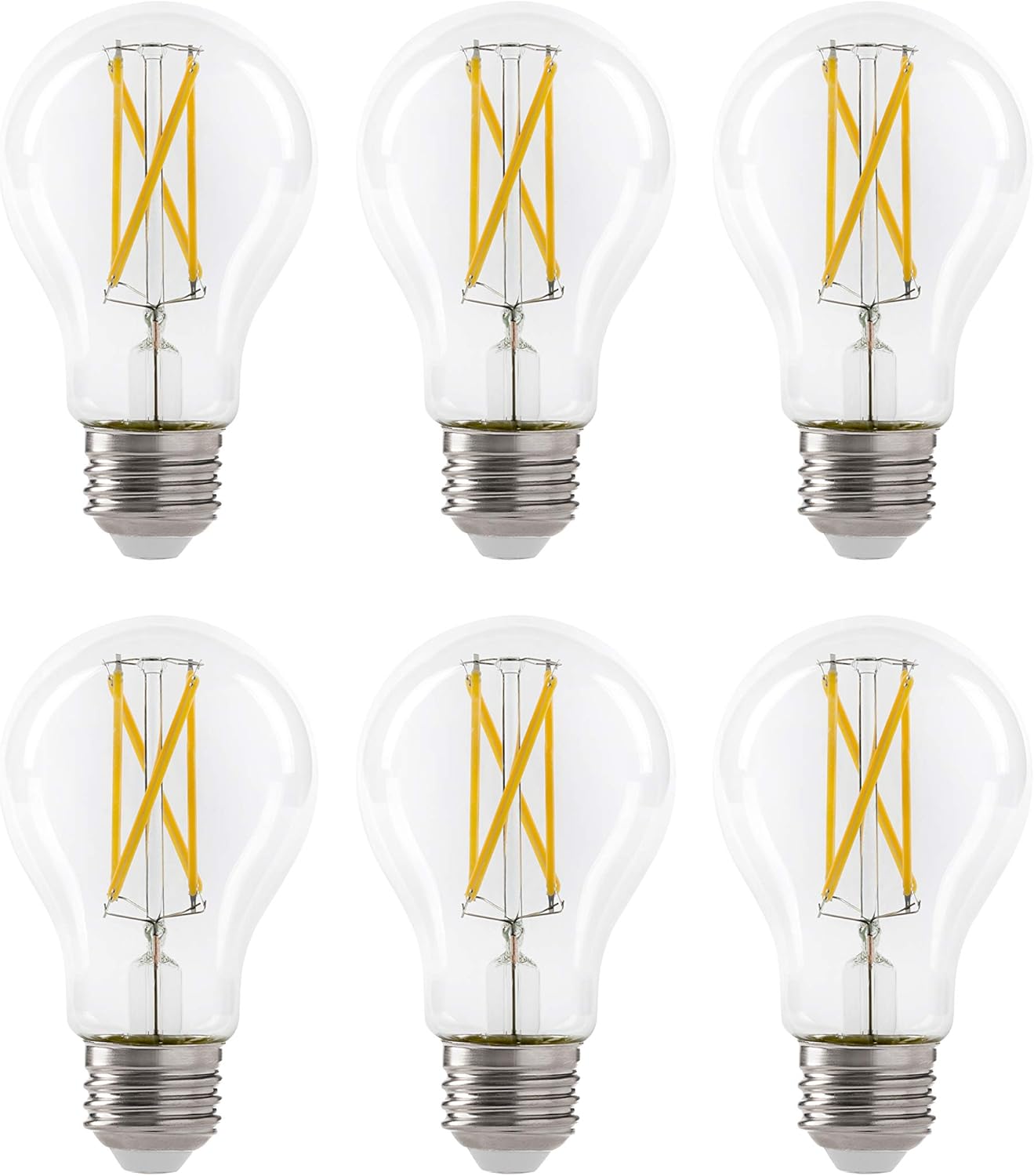 Xtricity LED 8.5W A19 Filament Clear Light Bulb, 60W Equivalent, 800 Lumens, 2700K Soft White, Dimmable, E26 Medium Base, 120V, UL Listed (6 Pack)