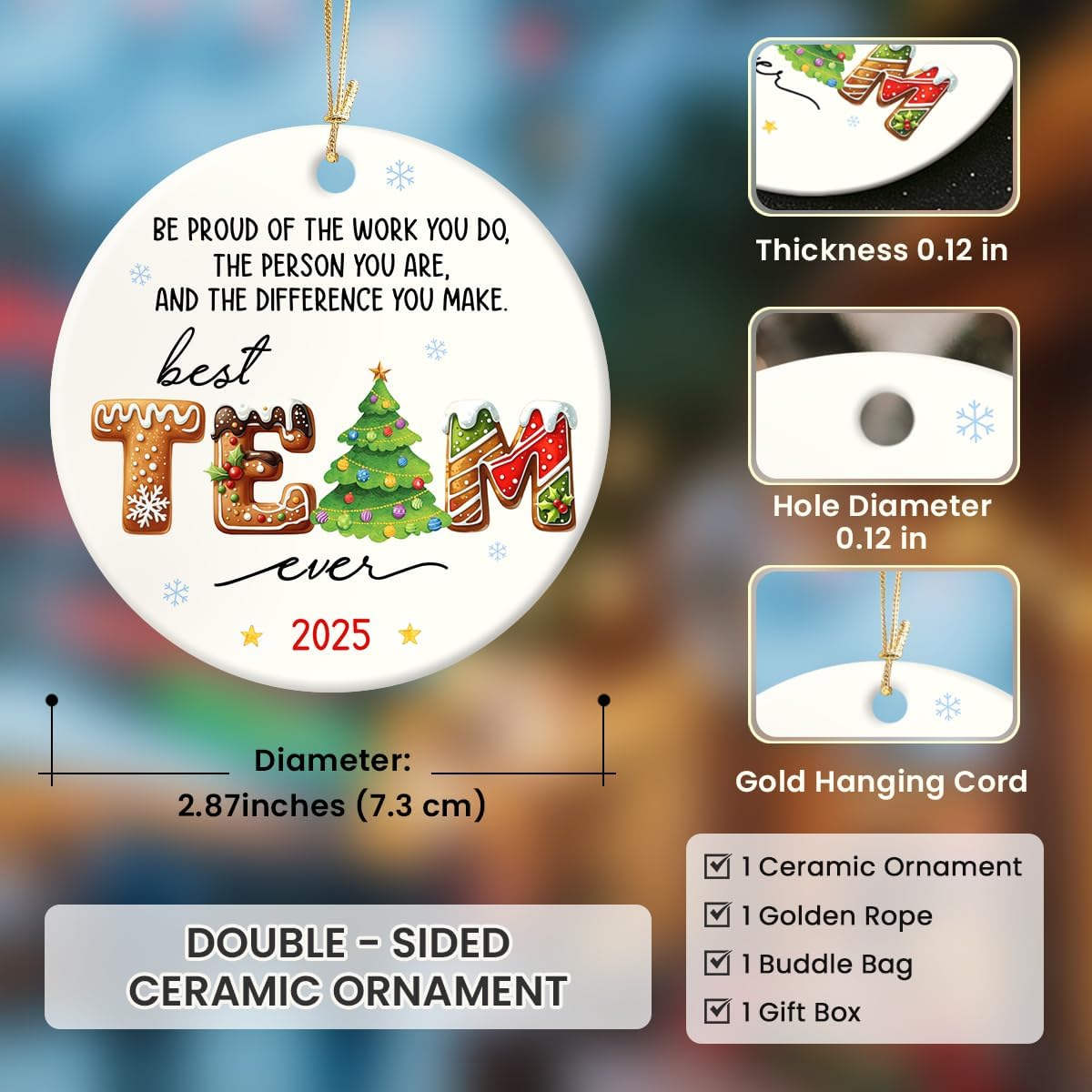 Team Ornament for Christmas Tree Decorations - Cheer Team Appreciation Gifts for Employees, for Coworkers Leader Colleague 2025, Farewell and Thank You Gift for Coworkers Friends - Image 2