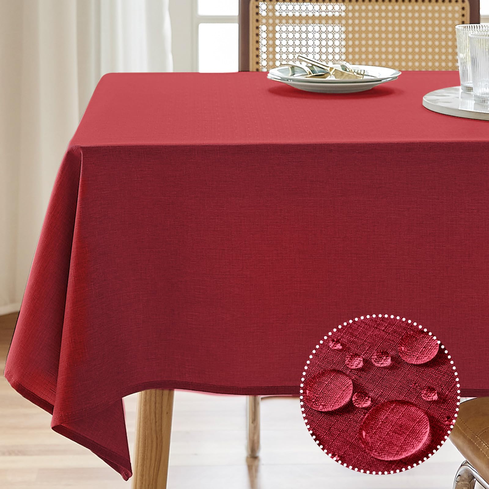 AUSSPVOCT Textured Tablecloth Rectangle 60x120 Water Resistant Spill-Proof Wipeable Table Cloth Wrinkle Free Fabric Dining Table Cover for Birthday Party Farmhouse Spring Kitchen Tablecloths