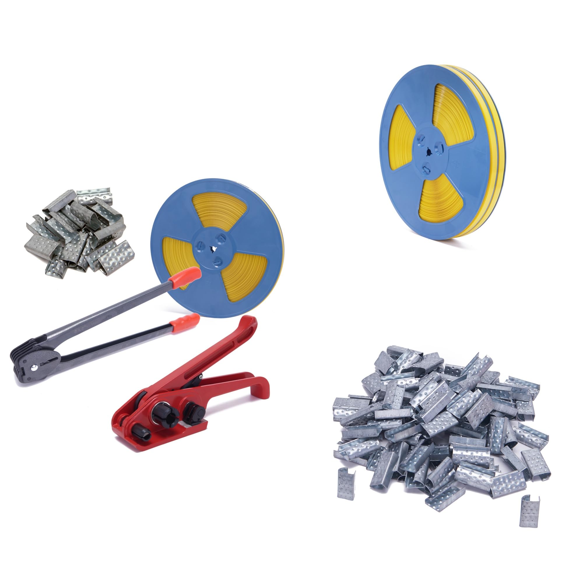 Kit di fascettatura Tutto in Uno: 4 Set + 2 reggette in PP + 100 sigilli