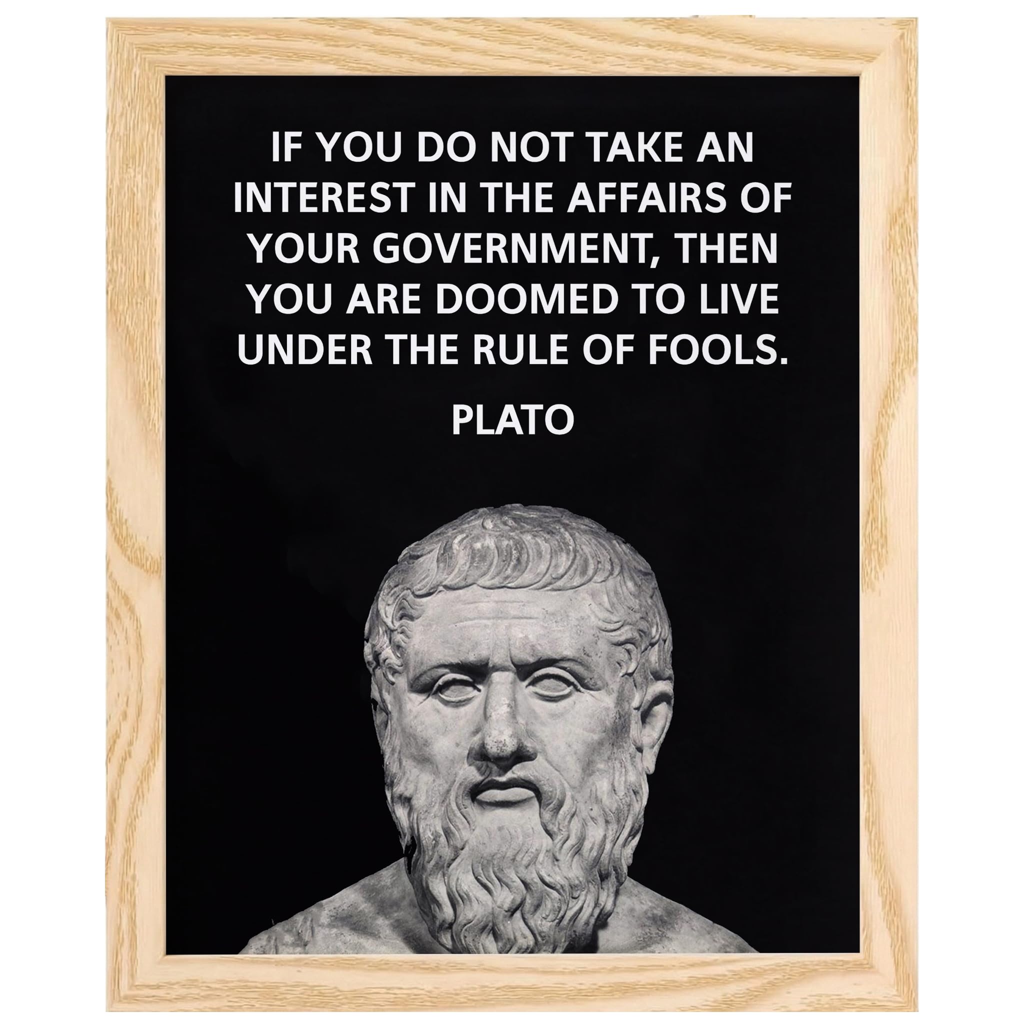 Plato Political Quote Wall Art – 8x10 Unframed Print – “Take Interest in Government” Motivational Poster – Ancient Greek Philosopher Decor for Office, Classroom, Library, or Political Enthusiast Gift