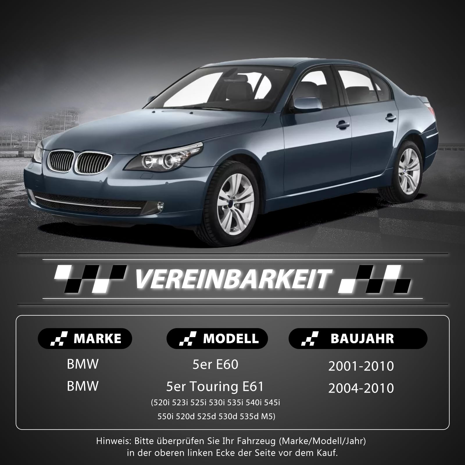 Querlenker Vorne Vorderachse Hinten Unten Kompatibel mit BMW 5er E60 5er Touring E61 520i 523i 525i 530i 535i 540i 545i 550i 520d 525d 530d 535d M5 2001-2010 Replace# 31126760181