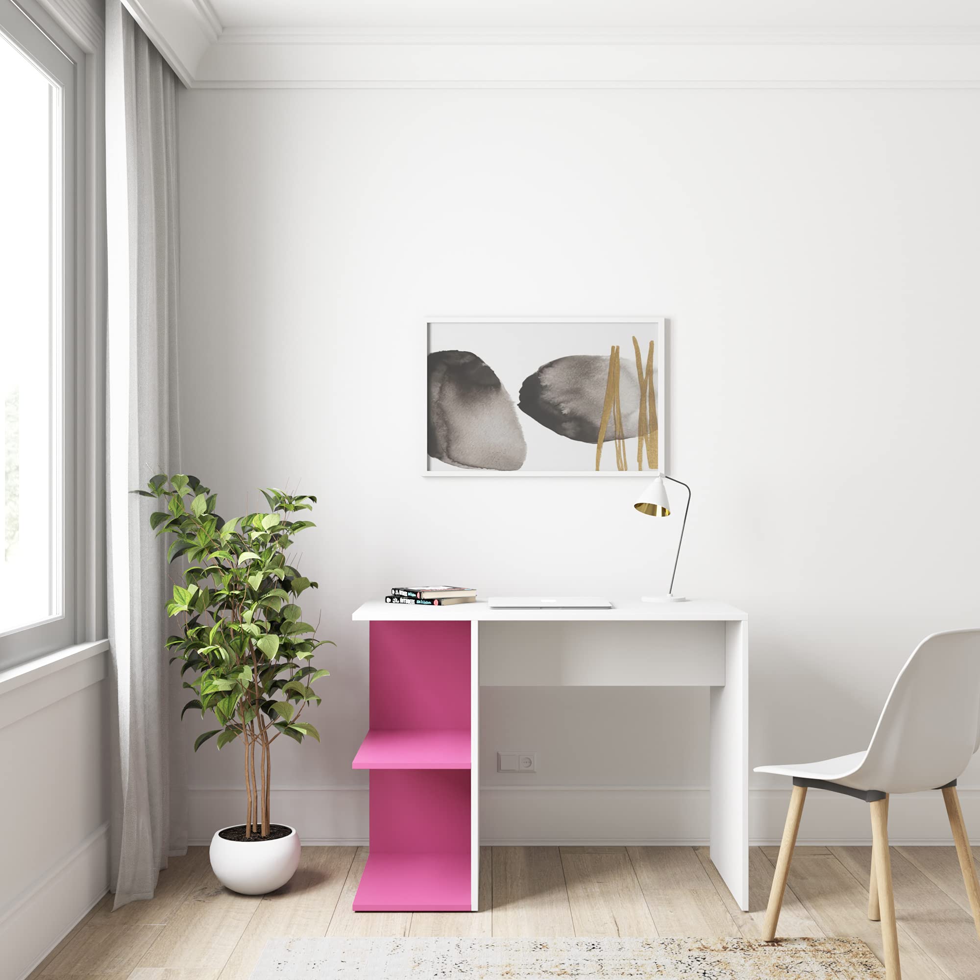 Amazon Brand - Solimo Senan Engineered Wood Study Table (Pink & White Finish) (B093S67HQF) Amazon Price History, Amazon Price Tracker