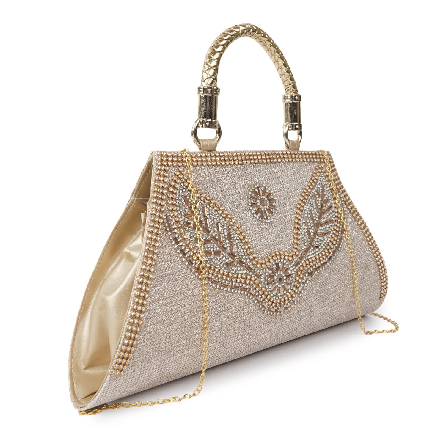 NORVE PU Fancy Elegant Womens Stones Evening Party Clutch Gold Chain Strap Wedding Crossbody Bag (B0BRSR5F4G) Amazon Price History, Amazon Price Tracker