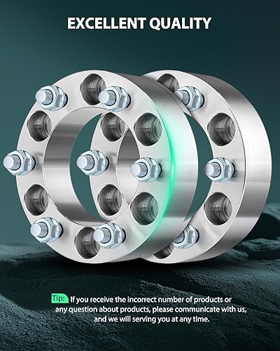 Miniatura 2 de SCITOO 4 espaciadores de rueda de 6 x 5.5 pulgadas de 2 pulgadas con pernos de 12 x 1.25 pulgadas de diámetro de 4.252 in, 6 lengüetas de 1.969 in,