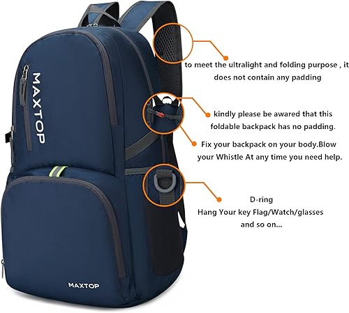 Miniatura 5 de MAXTOP Mochila plegable ligera de 4050L para senderismo, viajes, camping, resistente al agua, plegable, para viajes al aire libre