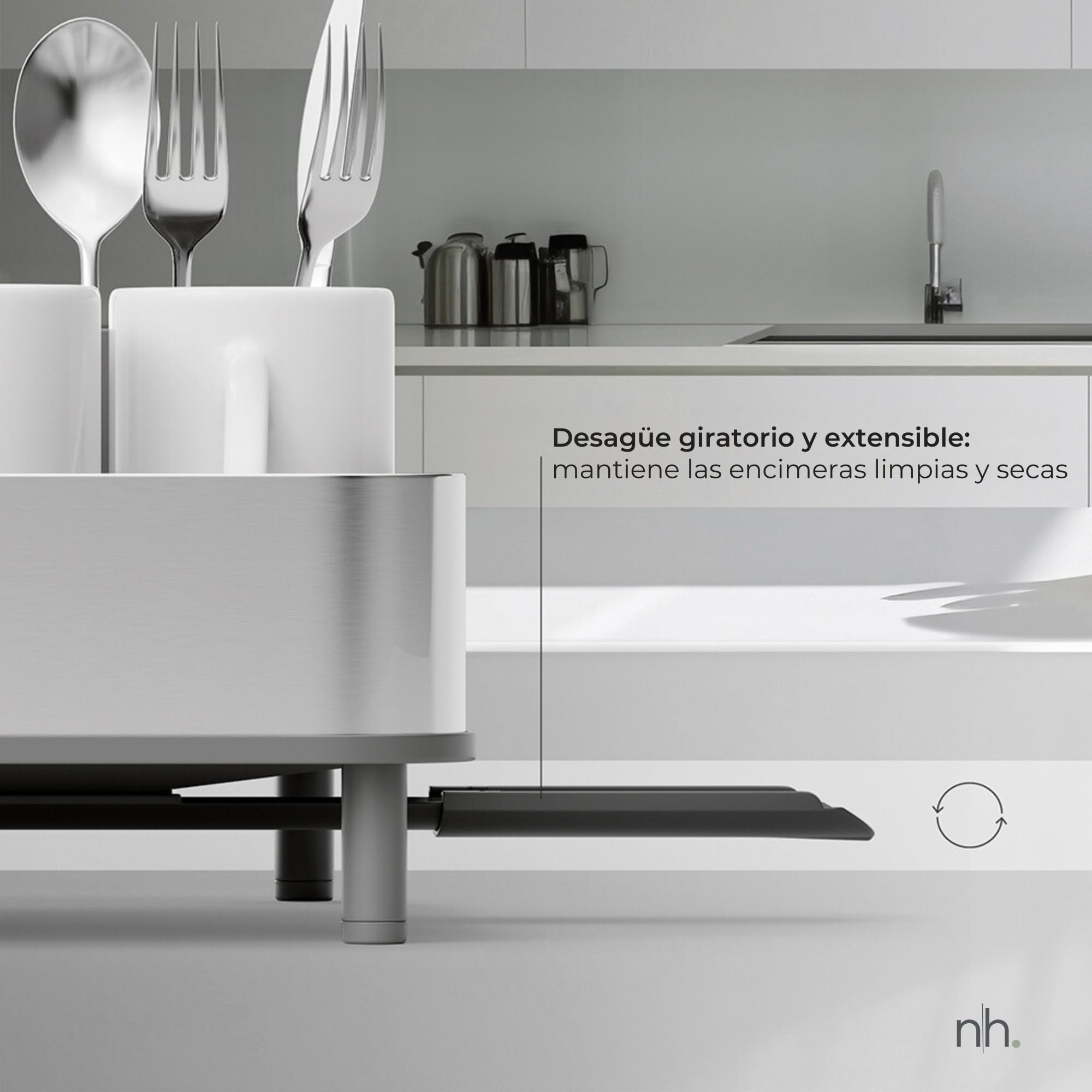 Escurreplatos Extensible de Acero Inoxidable | Diseño Moderno, Minimalista, Elegante y Adaptable Gris Oscuro