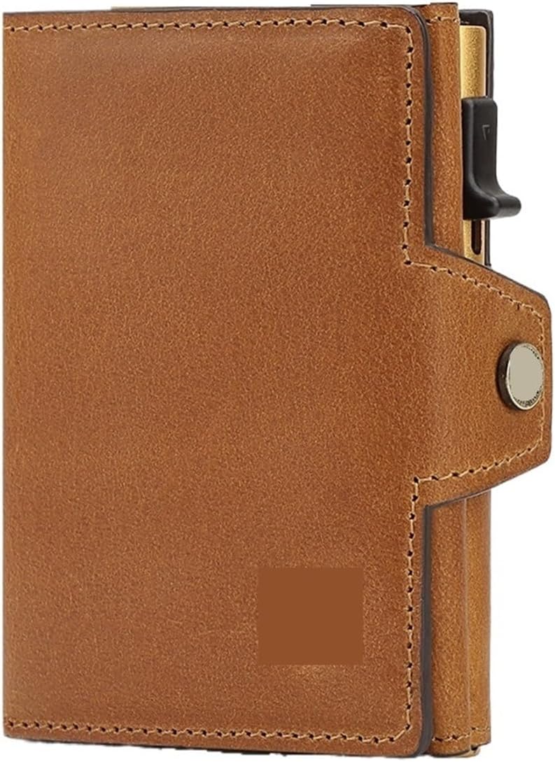 Men Card Holder With Money Pocket Leather Pop Up Wallet Bank Case(Black)