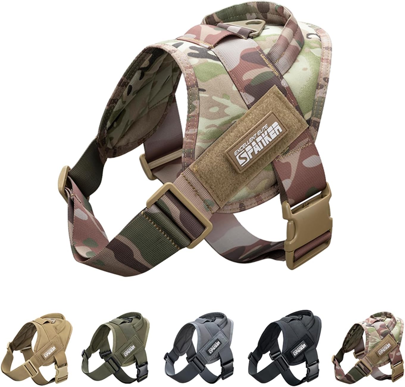 EXCELLENT ELITE SPANKER Tactical Dog Vest Training Military Patrol Service Dog Harness Easy Control Adjustable No-Pull Nylon Pet Harness with Handle for Small Medium Large Dogs(MCP-XS)