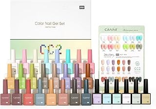 CANNI 24 Stück UV Nagellack Set mit Farbkarte & Unterlack & Glänzender Überlack & Matte Überlack & P...