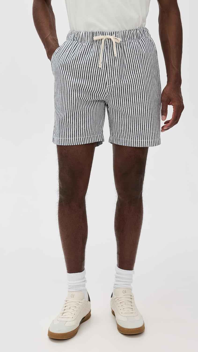 Save Khaki Men's Hemp Stripe Easy Shorts 6" - Image 2