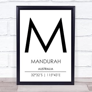 Mandurah Australia Coordinates World City Travel Quote Wall Art Print