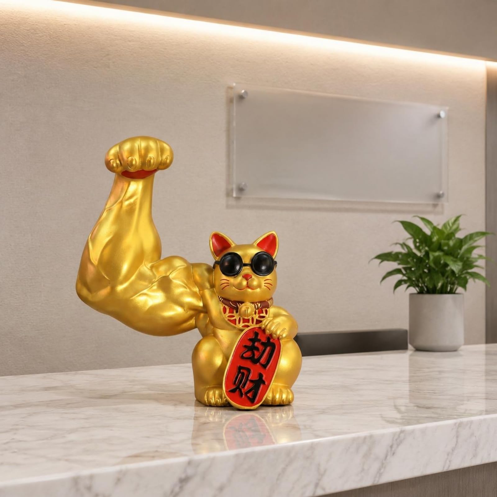 F Fityle Figura Auspicioso Dorado para Escritorio Resina con Colgante Acuada para coración Hogar y Oficina, Grande, Style to 3