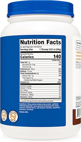 Miniatura 5 de Nutricost - Aislado de proteína de suero de leche (chocolate con leche), 2 libras