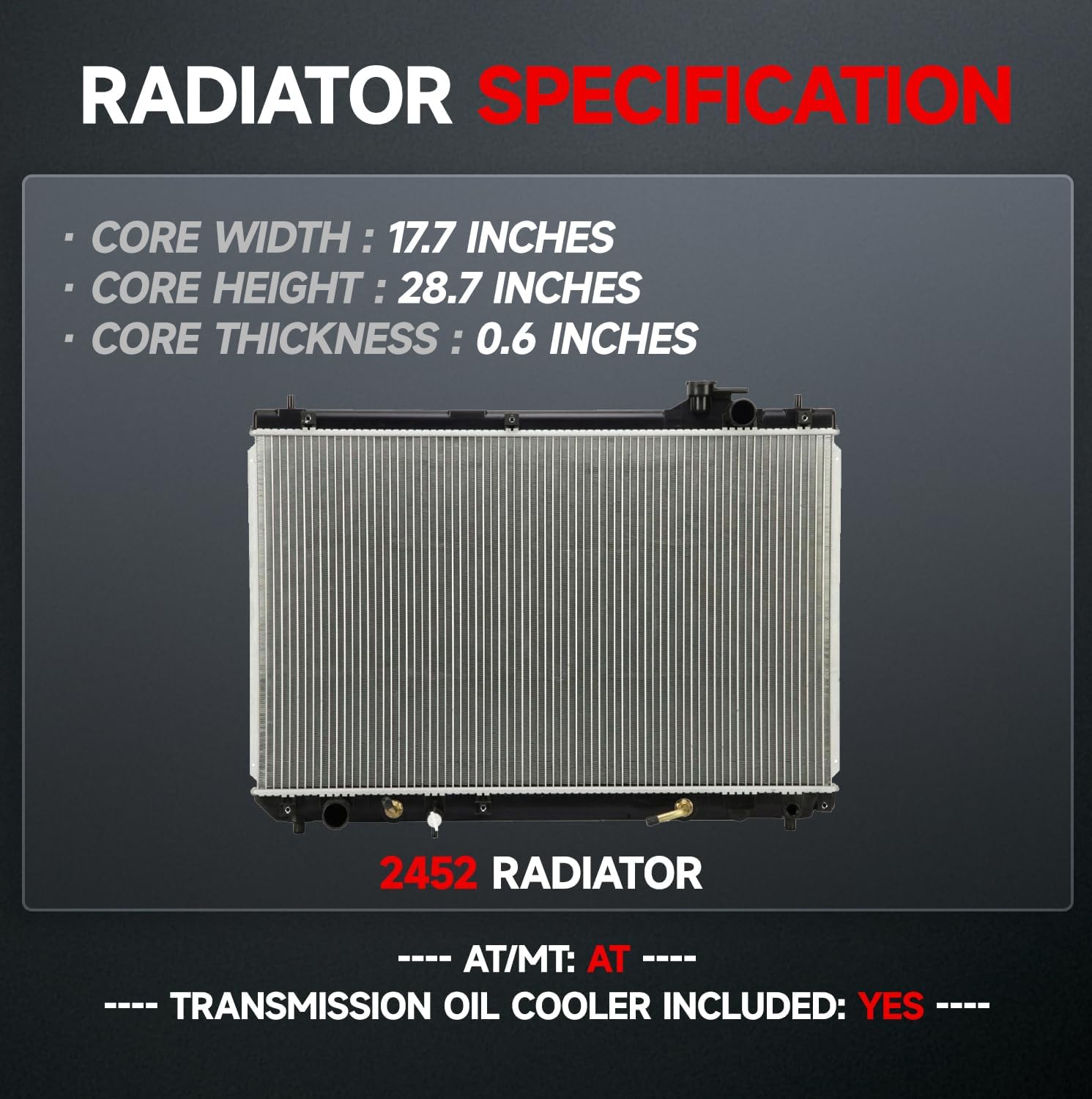 VibeUp 2452 Radiator Compatible With Toyota Highlander 2001-2003 V6 3.0L,with Highlander 2004-2007 V6 3.3L | #Replaces 1640020330 1640020340 16410YZZAM