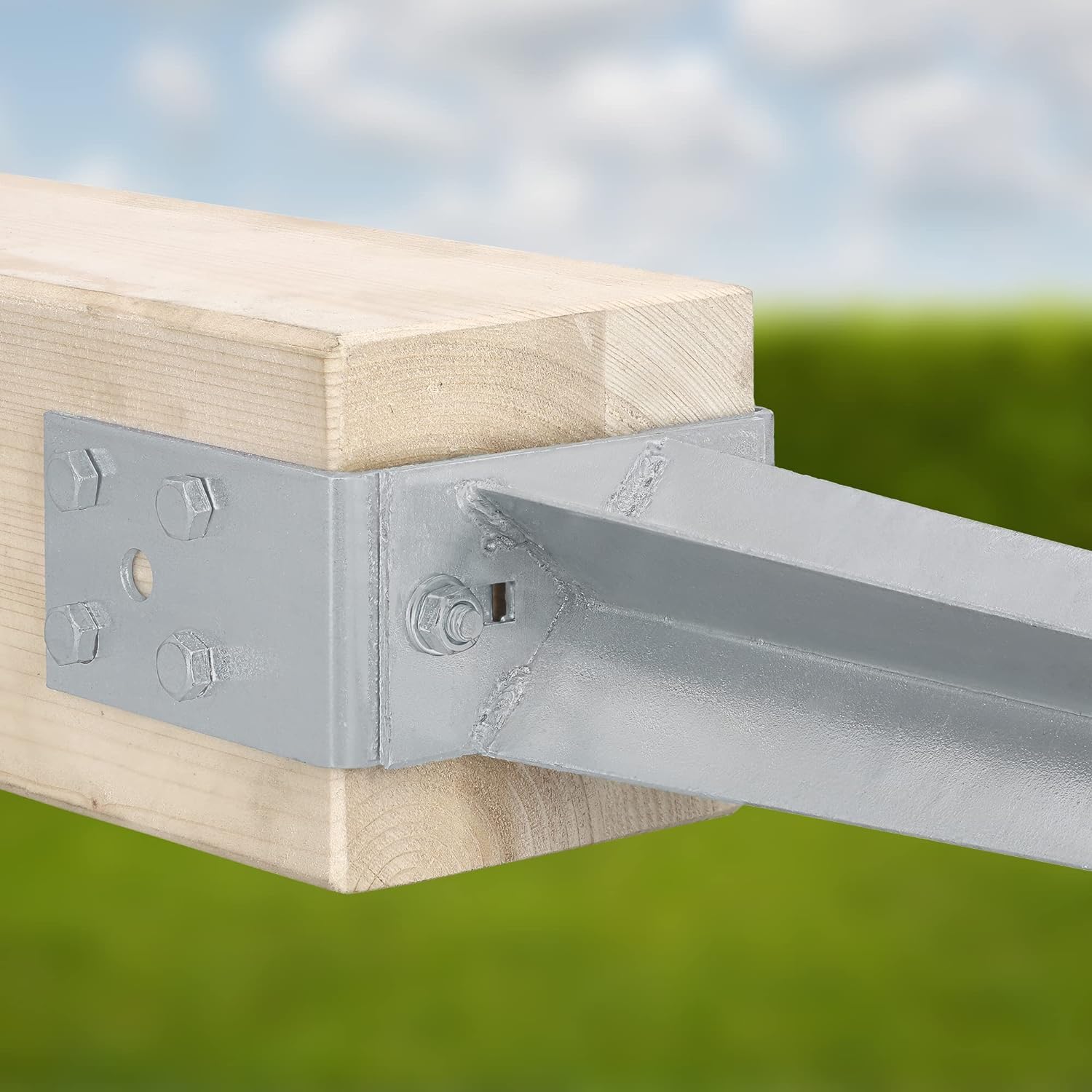 KOTARBAU® Podstawa Słupa Regulowana - 0-160 mm - Podstawa Słupa U - 70 cm - Kotwa Wbijana - Wspornik Słupa Drewnianego - Stalowy