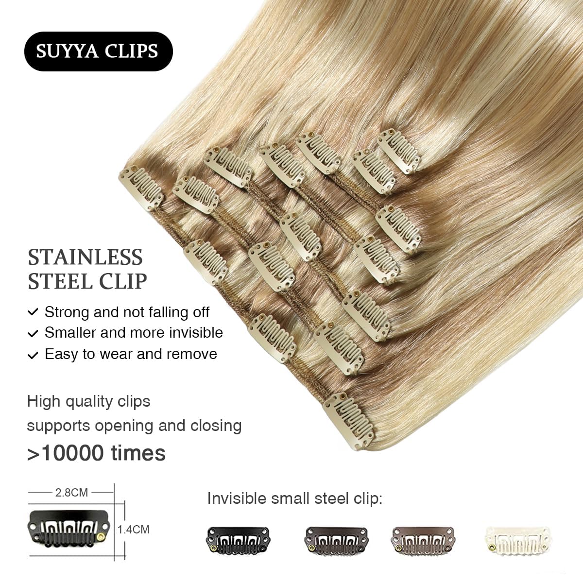 SUYYA Clip in Hair Extensions Real Human Hair - Image 4